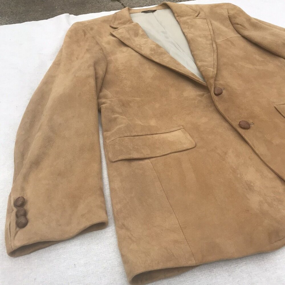 Vtg 70s USA Corbin Mens Tan Lambskin Suede Blazer Coat Jacket Mod Retro M L HTF - Picture 2 of 16